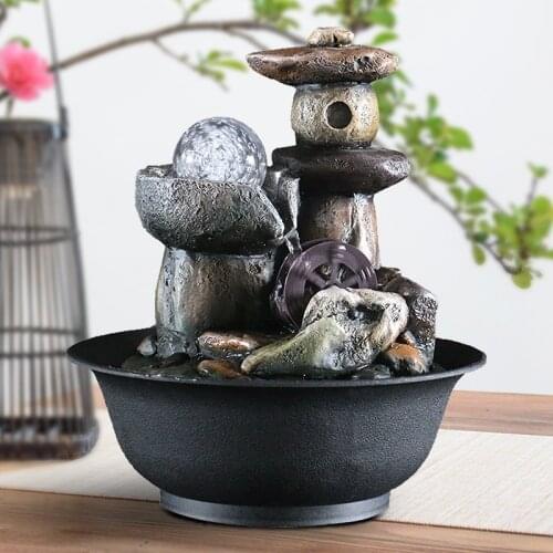 Portable Tabletop Fountain Relaxation Waterfall Fountain Feature, Water Sound Fountains With LED Ball For Office Desktop Decor