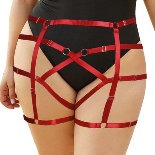Plus Size Sexy Garter Straps Leg Harness Bondage Lingerie Fetish Punk Goth Women Waistband Suspenders Stockings Belt Thigh Bands