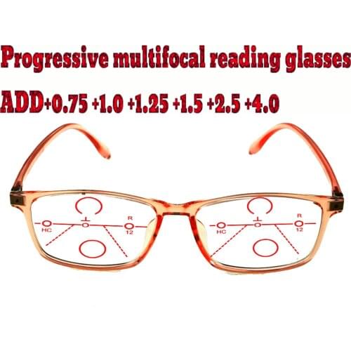 Progressive Multifocal Anti Blu Light Reading Glasses Orange Frame for Women High Quality +1.0 +1.5 +1.75 +2.0 +2.5 +3 +3.5 +4