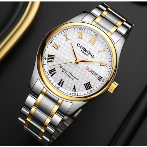 Relogio Masculino CARNIVAL Brand Automatic Watches For Men Luxury Waterproof Fashion Gold Silver Dress Mechanical Watch Clock