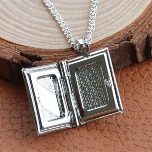 Women Men Silver Color Book Box Photo Locket Pendant Necklace Without Chain Best Jewelry Gift For Friends Lover Wholesale