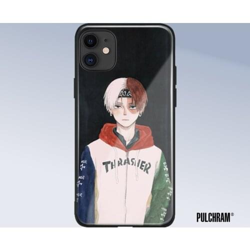 Todoroki Shouto Boku no Hero glass phone case for iPhone 6s 7 8 x xr xs 11 pro max Samsung S note 8 9 10 20 Plus cover shell