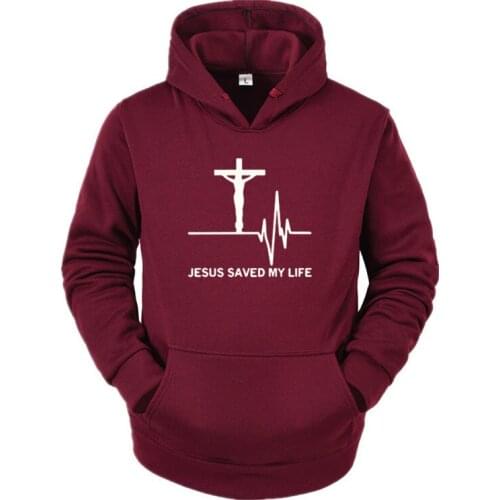 Jesus Saved My Life Hoodies Men Savior God Religion Prayer Faith Christian Hoodie Cotton Long Sleeve Tops Sweatshirts Streetwear