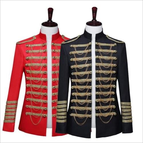 Medival Military Uniform World War II officer cosplay costume Badge Chain stage Renaissance Steampunk Costume Cosplay Jacket