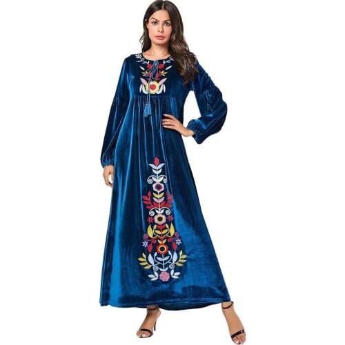 Dubai Velvet Muslim Dress Women Maxi Kimono Jubah Long Robe Abaya Hijab Dresses Elegant Islamic Clothing Turkey Arabic Dress