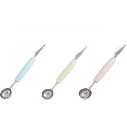 1PC 2 in 1Fruit Carving Knife Watermelon Baller Ice Cream Dig Ball Scoop Spoon Baller DIY Assorted Cold Dishes Kitchen Tool