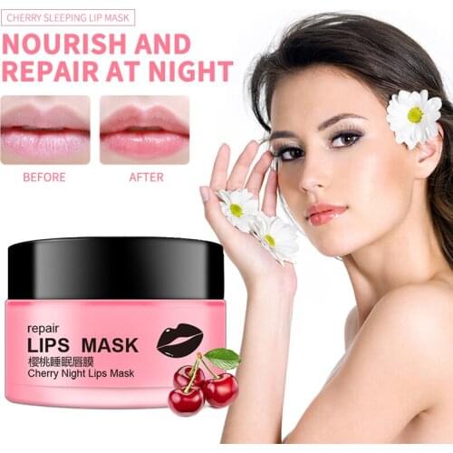 1pcs Lips Mask Cherry Lip Balm Moisturizing Nourishing Day And Night Repair Hydrating Lipstick Clean Up Dead Skin Lip Care TSLM1