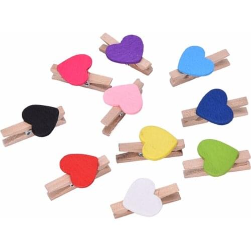 10/20/50Pcs Mini Heart Love Wooden Clothes Photo Paper Peg Pin Clothespin Craft Postcard Clips Home Wedding Decoration