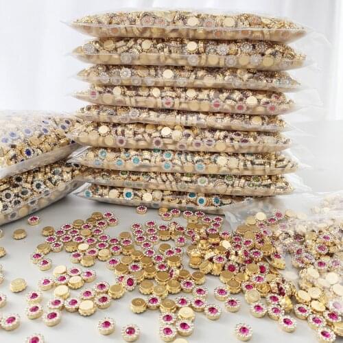 1000pcs 10mm Flower Shape Claw Cup Sew on Rhinestones Button, Claw Rhinestones Crystal Glass Beads for Clothes,Jewelry Making