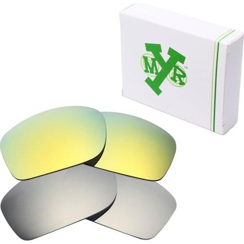 2 Pairs Mryok POLARIZED Replacement Lenses for Oakley Fives Squared Sunglasses Silver Titanium & 24K Gold