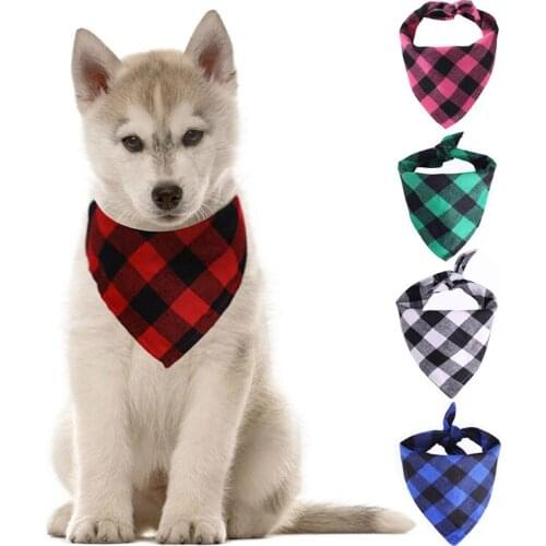 Dog Bandanas Cotton Plaid Small Middle Large Dog Cat Washable Scarf For Dogs Cottons Pet Grooming Accessories Grooming Products