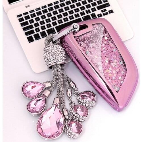 Fashion Quicksand Car Key Case Cover For BMW E30 E36 E46 E90 W202 X5 F15 X6 F16 G30 X1 F48 F39 Accessories Car Styling Keychain