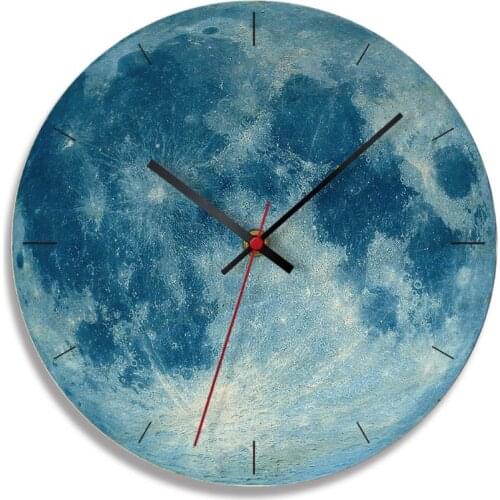 Decorative Wooden Wall Clock Moon Black Hole Pattern Mute Wallclock Home Decor
