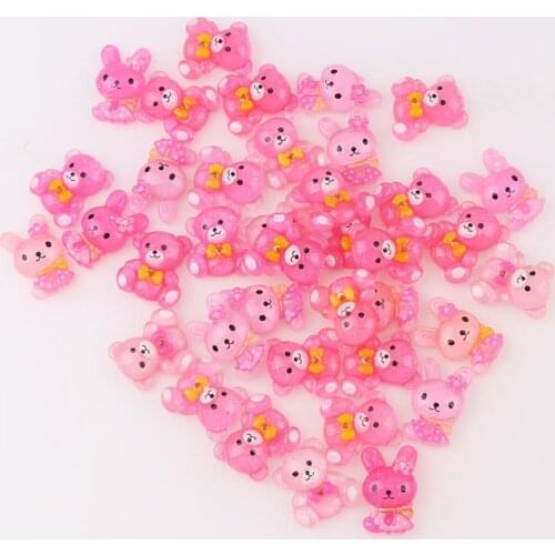 Home Wedding 20pc 20-30mm Resin Flatback Mixed Rabbit Bear Animal Decoration Cabochon Embellishment Flatback Cabochon Scrapbook