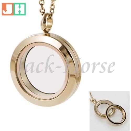 Jackhorse waterproof locket 25mm 30mm rose gold locket 316L stainless steel glass locket pendant
