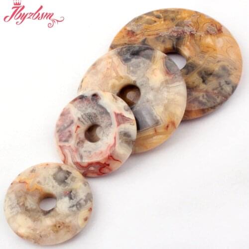 Natural Crazy Lace Agates Stone Beads Donut Gem Pandant 1 Pcs 30,40,50mm For Necklace Jewelry Making Accessories,Free Shipping