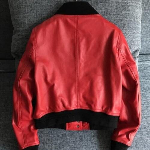 Fashion Genuine Leather Sheepskin Jacket Women Streetwear Camouflage Short Coat 2020 New Single Breasted Bomber Outerwear S-L