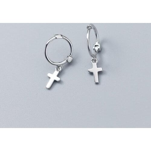 925 Sterling Silver Cross Stud Earrings For Women Elegant Party Jewelry Accessories EH230