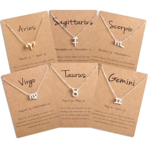 Men Women 12 Horoscope Zodiac Sign Gold Pendant 19NOV91 Necklace Aries Leo 12 Constellations Jewelry Kids Christmas Gifts