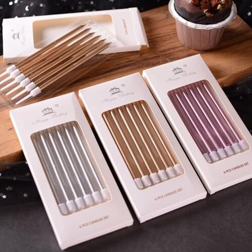 Plated birthday creative romantic adult smokeless electroplating gold silver long pole pencil candle wedding