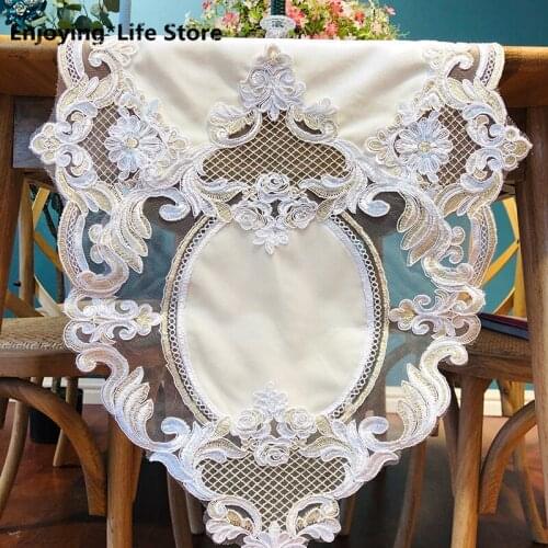 New Lace Table Runner Embroidered Floral Table Runners Modern Boho Wedding Decor Home Hotel Birthday Party Table Decor