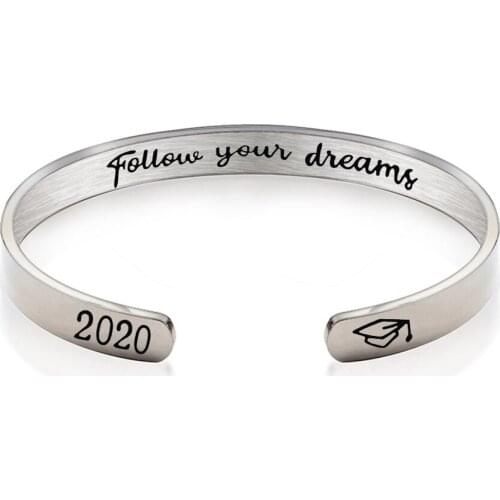 New fashion white stainless steel opening lettering bracelet dream graduation gift