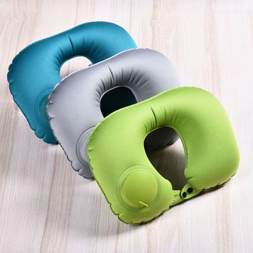 2021New Milk Silk Composite TPU Press Inflatable Pillow Rest U-Shaped Pillow Inflatable Neck Pillow