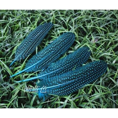 New Arrival! 50Pcs/Lot 6-8 Inch 15-20cm Lake blue Natural Guinea Fowl Wing Feathers