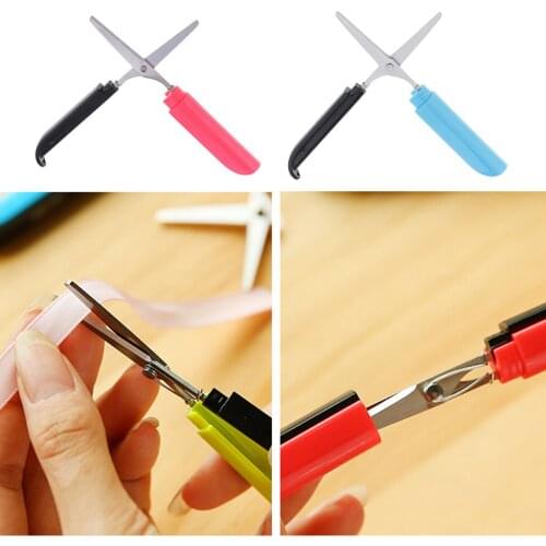 Portable Scissors Paper Cutting Tools Folding Safety Scissors With Cover