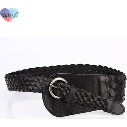 Nuleez cattle hide leather wide belt women corset dress accessory fashion ladies