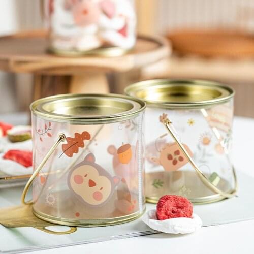 Transparent candy packaging box childrens biscuit box baking creative gift box with hand gift metal jar childrens day gift