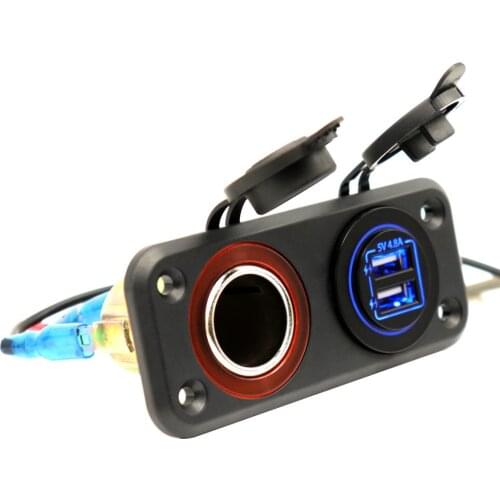 12V Boat Marine USB Outlet Socket Panel Lighter Socket for Motorcycle