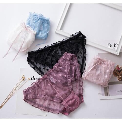 Women panties lace sexy underwear female casual kwaii Star pattern underpants girl briefs ladies lingerie woman intimates