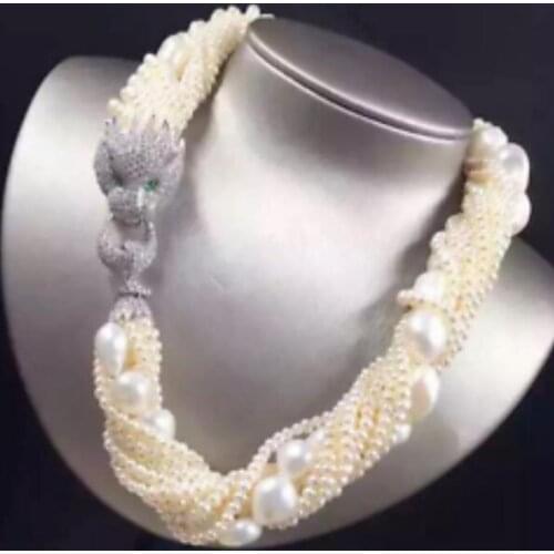 Gorgeous 10 row white pearl necklace &bracelet 8"set