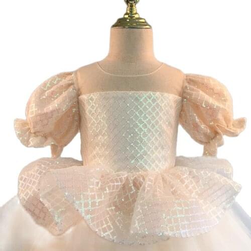 Yoliyolei Detachable Tail children dress girls Birthday Cake Skirt Summer Shiny Fluffy Ball Gowns with Bow for Wedding Birthday