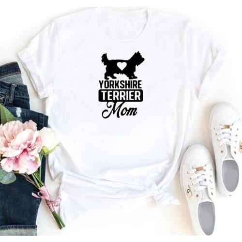 Yorkshire Terrier Mom T-shirt Women Letters and Dog Graphics Tshirt Women Loose Casual Tops Women T Shirts Kawaii Clothes