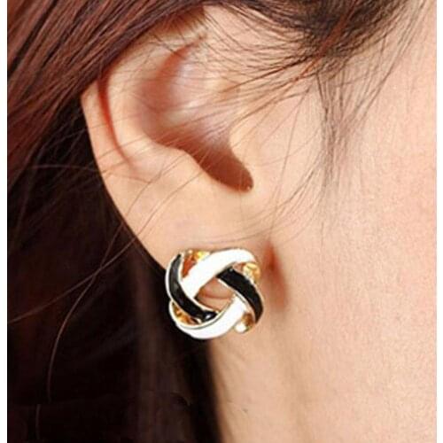 Vintage Women Enamel Hollow Twist Geometric Ear Stud Earrings Party Jewelry Gift acero inoxidable joyeria mujer сережки кольца