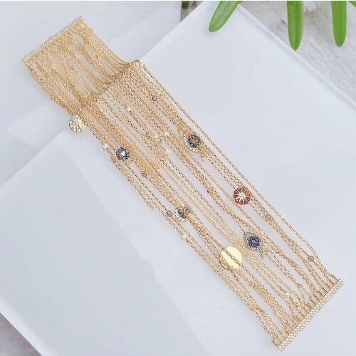 SLJELY High Quality Luxury 925 Sterling Silver Yellow Gold Color Lucky Fish Compass Tassel Bracelet Women Fashion Fine Jewelry