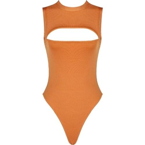 2021 New Bandage Bodysuit Women Ladies Stretch Solid Button Body Bodysuits Elegant Party Rompers Womens Jumpsuit