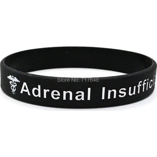 100pcs Adrenal Insufficiency medical alert wristband silicone bracelets free shipping by ePacket A