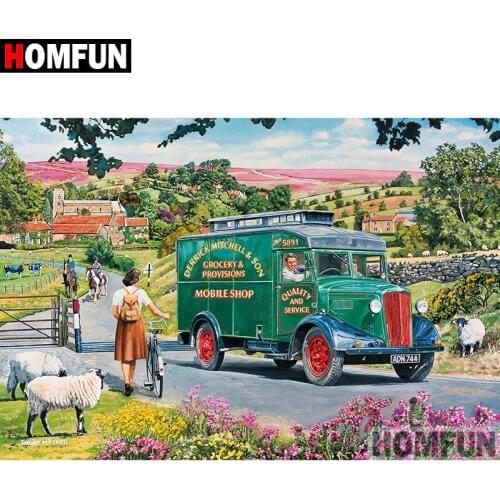 HOMFUN 5D DIY Diamond Painting Full Square/Round Drill "Country landscape" 3D Embroidery Cross Stitch gift Home Decor A08254