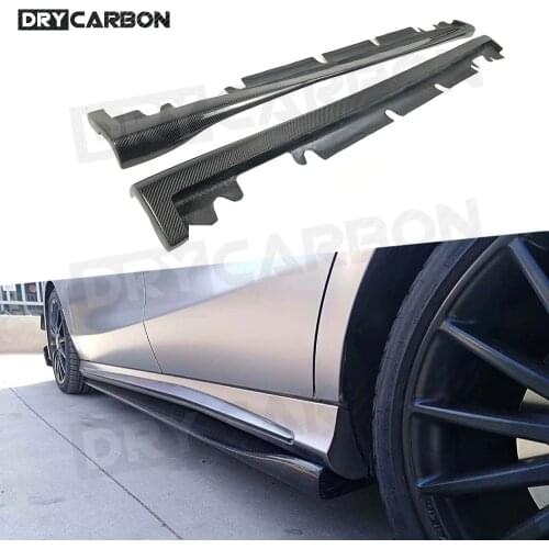 2PCS For Benz A CLA Class W176 A160 A180 A250 A45 W117 CLA180 CLA45 AMG 13-17 Carbon Fiber Side Skirts Body Splitters Kit Panel