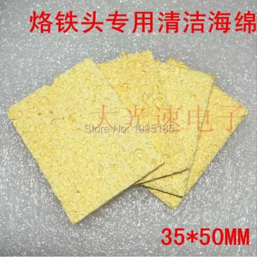 Clean tool 50pcs High Temperature Enduring Condense Electric Welding Soldering Iron Cleaning Sponge Yellow New Arrival Hot
