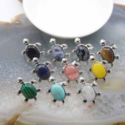 Beautiful and Cute Tortoise Adjustable Rings,Oval Natural Quartz Crystal Women Rings,Turquoise/Tiger eye Turtle Rings Jewelry