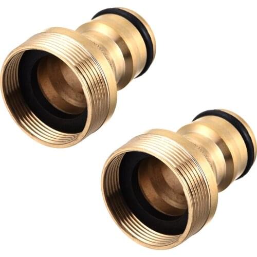 Uxcell 2pcs Brass Faucet Tap Quick Connector M22 M24 UNF Thread Hose Pipe Socket Adapter Fitting for Garden Irrigation