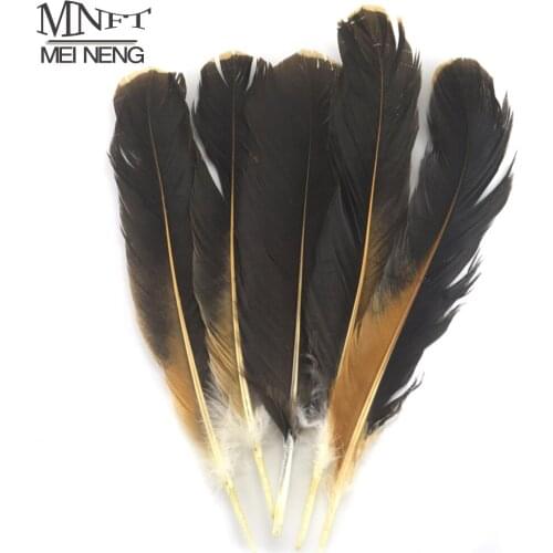 MNFT 10pcs/Bag Chicken Wing Feathers Rooster Natural Black & Brown Plume Fly Tying Lures Material