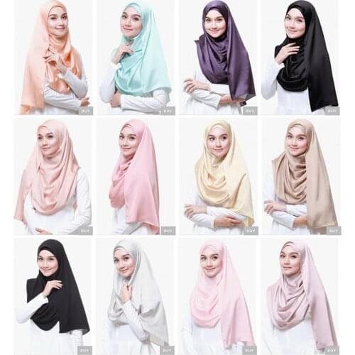 Muslim Hijab Scarves Women Satin Shawls and Wraps Head Scarf Ladies Plain Colors Arrival Smooth Matt Color Silk Satin Scarf