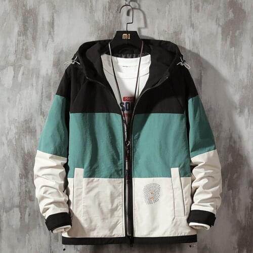 Mens Jacket 2021 New Urban Mens Spring And Autumn New Matching Color Loose Oversized Jacket Male Casual Youth Hooded Jacket