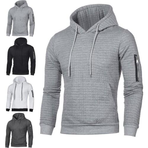 Plus Size Men Hoodie Sweatshirt Solid Color Jacquard Warm Long Sleeve Pullover Hoodie Men Sports Sweatshirt Top 2021