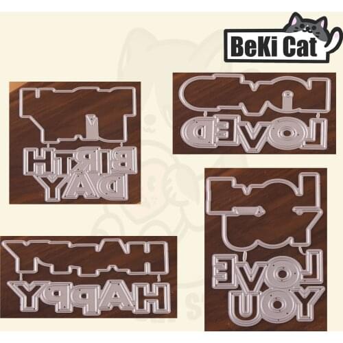 Word love happy birthday die set Metal Cutting Dies Stencils for DIY Scrapbooking photo album Decorative DIY Paper Cards